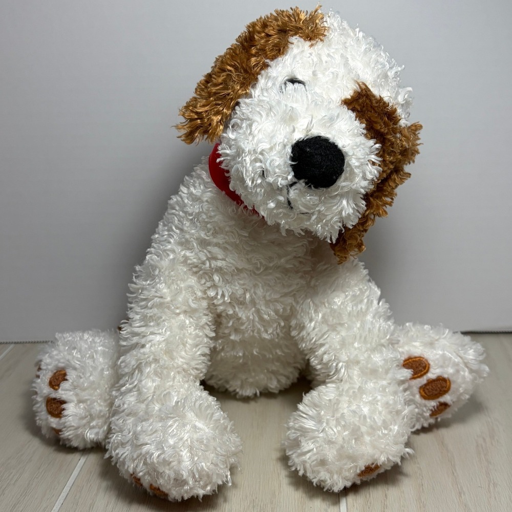 Kohls Cares Plush Raggedy Ann & Andy Rags Puppy Dog Plush White Brown Red Collar